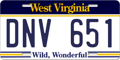 WV license plate DNV651