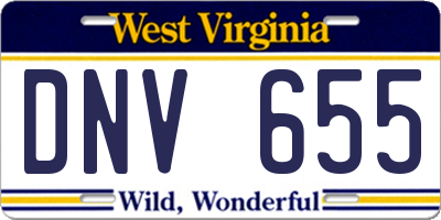 WV license plate DNV655