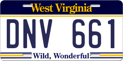 WV license plate DNV661