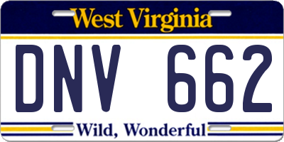 WV license plate DNV662