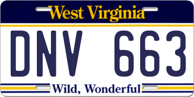 WV license plate DNV663