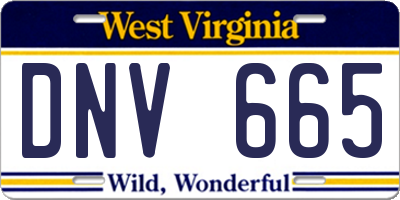 WV license plate DNV665