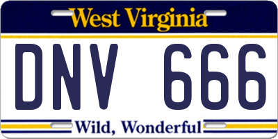 WV license plate DNV666