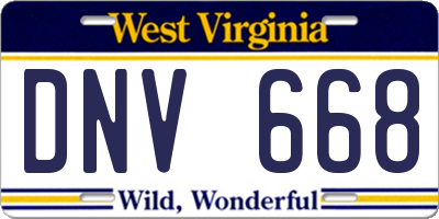WV license plate DNV668