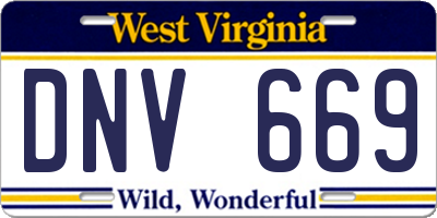 WV license plate DNV669