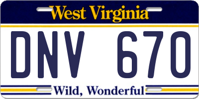 WV license plate DNV670