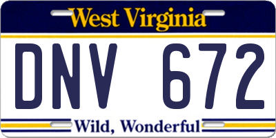 WV license plate DNV672
