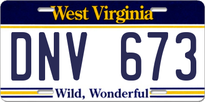 WV license plate DNV673