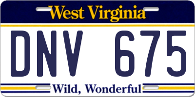 WV license plate DNV675