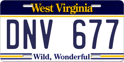 WV license plate DNV677