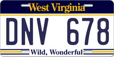 WV license plate DNV678