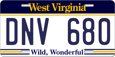 WV license plate DNV680