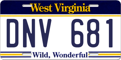 WV license plate DNV681