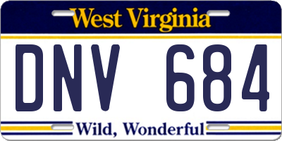 WV license plate DNV684