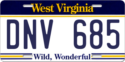 WV license plate DNV685