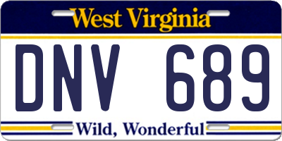 WV license plate DNV689