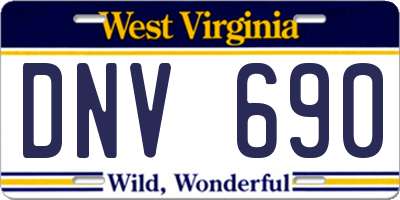 WV license plate DNV690