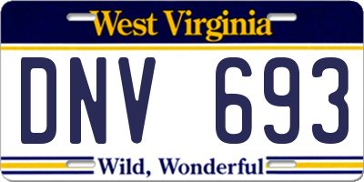 WV license plate DNV693
