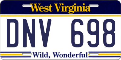 WV license plate DNV698
