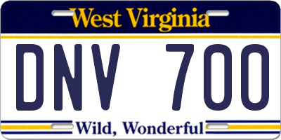 WV license plate DNV700