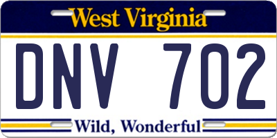 WV license plate DNV702