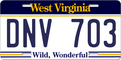 WV license plate DNV703