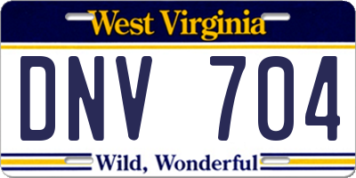 WV license plate DNV704
