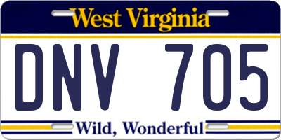 WV license plate DNV705