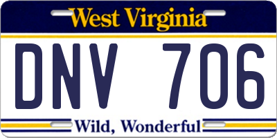 WV license plate DNV706