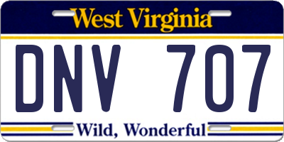 WV license plate DNV707