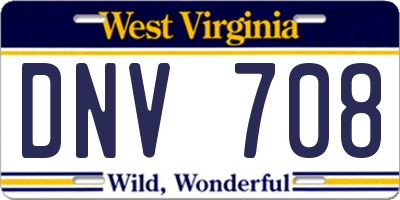 WV license plate DNV708