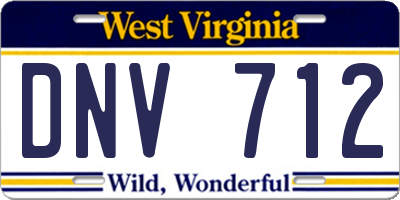 WV license plate DNV712