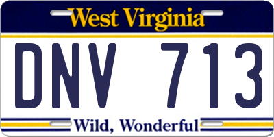 WV license plate DNV713