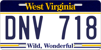 WV license plate DNV718