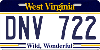 WV license plate DNV722