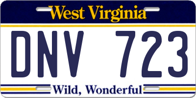 WV license plate DNV723