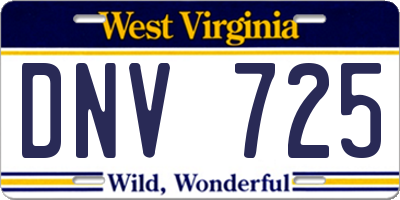 WV license plate DNV725