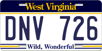 WV license plate DNV726