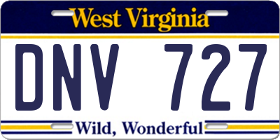WV license plate DNV727