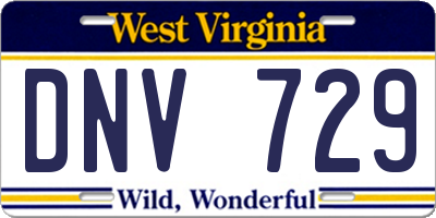 WV license plate DNV729