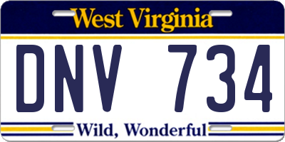 WV license plate DNV734