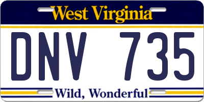 WV license plate DNV735