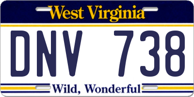 WV license plate DNV738