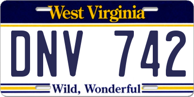 WV license plate DNV742