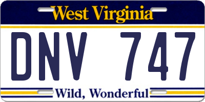 WV license plate DNV747