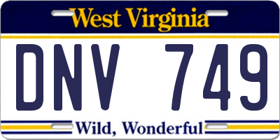 WV license plate DNV749