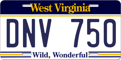 WV license plate DNV750