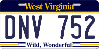 WV license plate DNV752
