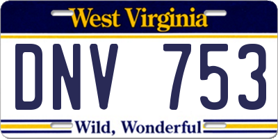 WV license plate DNV753