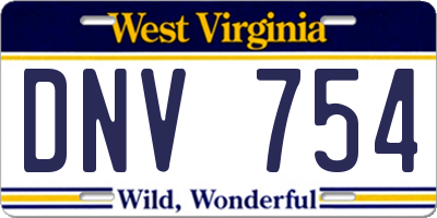 WV license plate DNV754